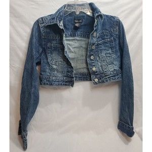 Wet Seal Denim Cropped Jacket Sz M Juniors Pre-Owned But Good Condition